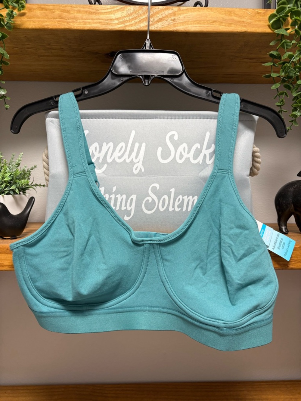 Jockey Forever Fit Teal Cotton Non-Wired Everyday Bra Sz Large